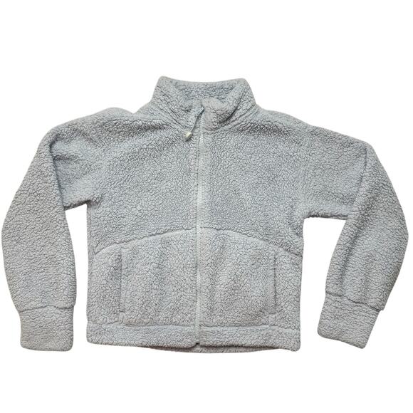 ATHLETA GIRL Teddy Fleece Full Zip Jacket in Pale Blue Size Large 12 Pockets - Picture 4 of 8